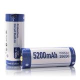 Accumulateur Li-Ion Keeppower P2652U 26650 5200mAh 3.7V - 1.6C Décharge max - Protégé - micro USB - Neuf - Pack de 02