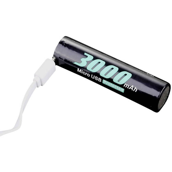 Accumulateur Li-Ion Soshine 18650USB-3.7-3000 18650 3100mAh 3.7 - 1.7C Décharge max - micro USB - Protégé - Neuf