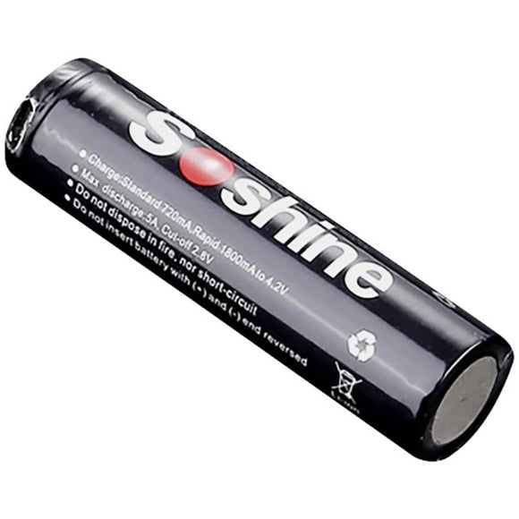 Accumulateur Li-Ion Soshine 18650USB-3.7-3600 18650 3600mAh 3.7 - 1.4C Décharge max - micro USB - Protégé - Neuf